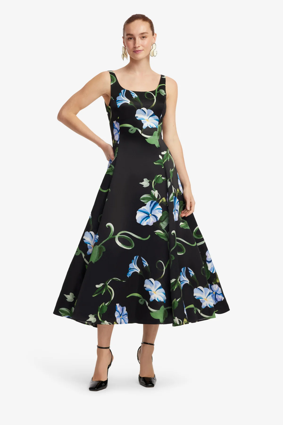 Serafina Appliqué Maxi Dress - Vine Print in Ebony - Image 3