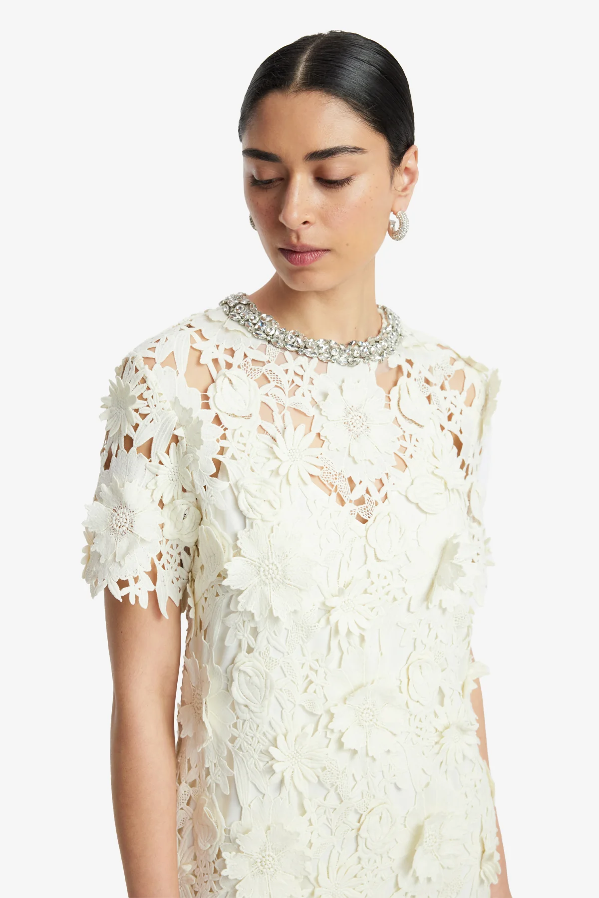 Sheridan Embellished Lace Midi Dress - Snow - Image 6