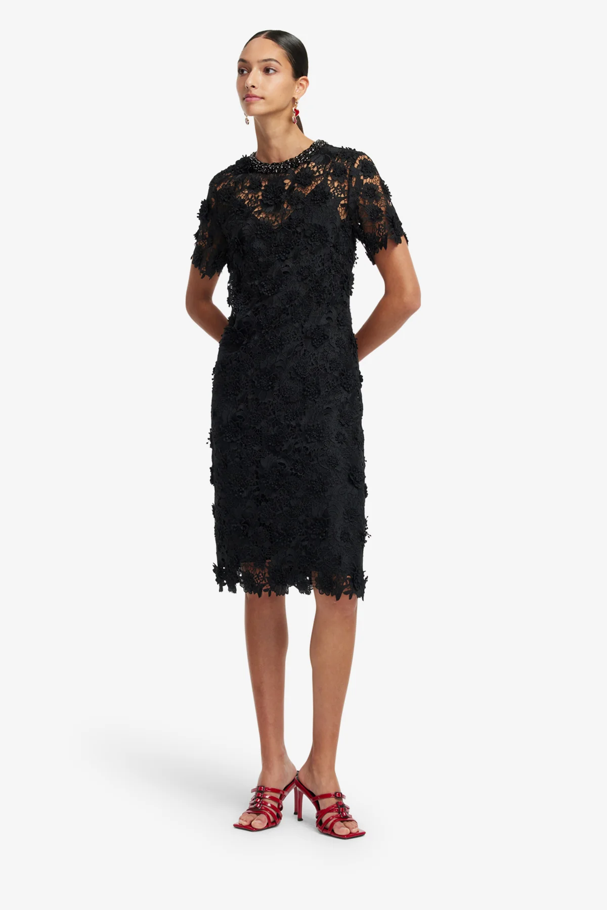 Sheridan Lace Midi Dress - Ebony - Image 3