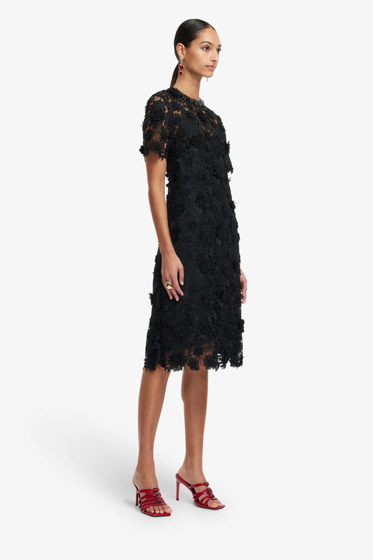 Sheridan Lace Midi Dress - Ebony - Image 4