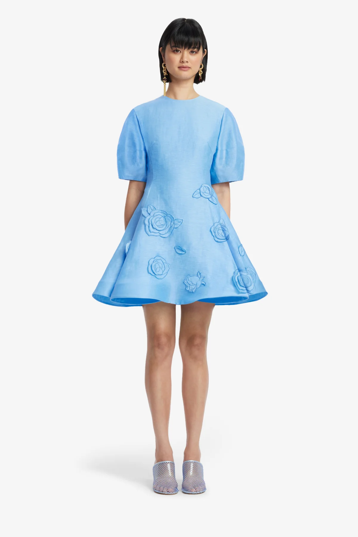 Simona Appliqué Mini Dress - Pastel Blue - Image 2