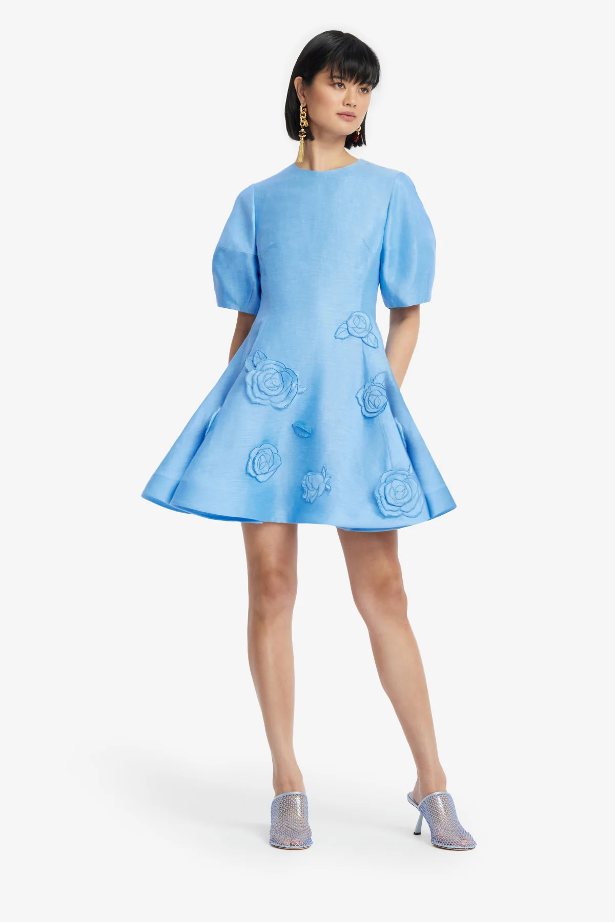 Simona Appliqué Mini Dress - Pastel Blue - Image 3