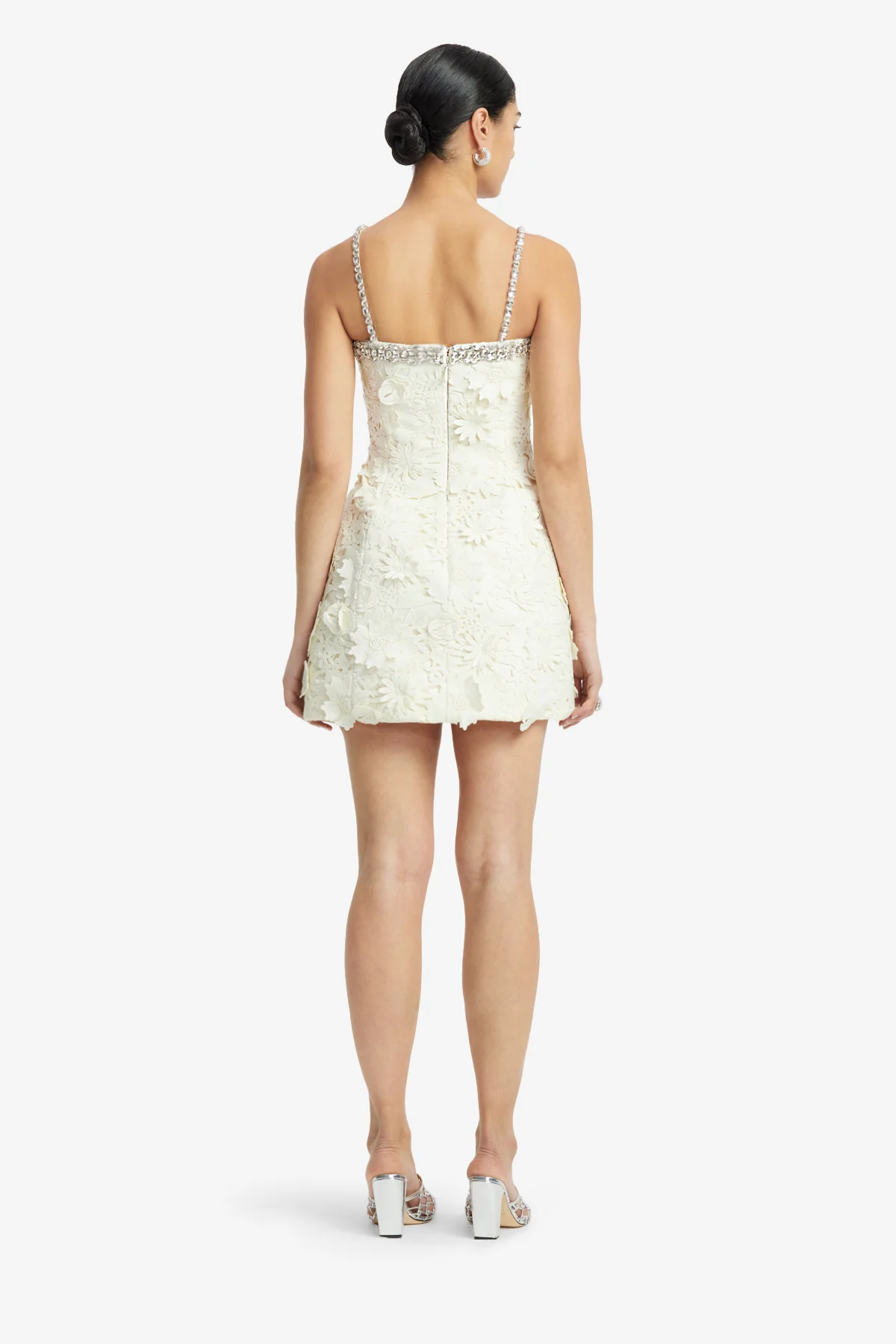 Sophia Embellished Lace Mini Dress - Snow - Image 5