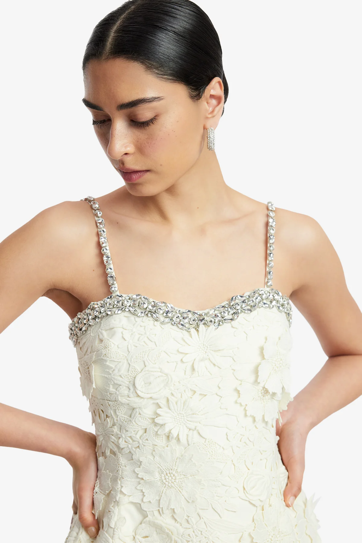 Sophia Embellished Lace Mini Dress - Snow - Image 6