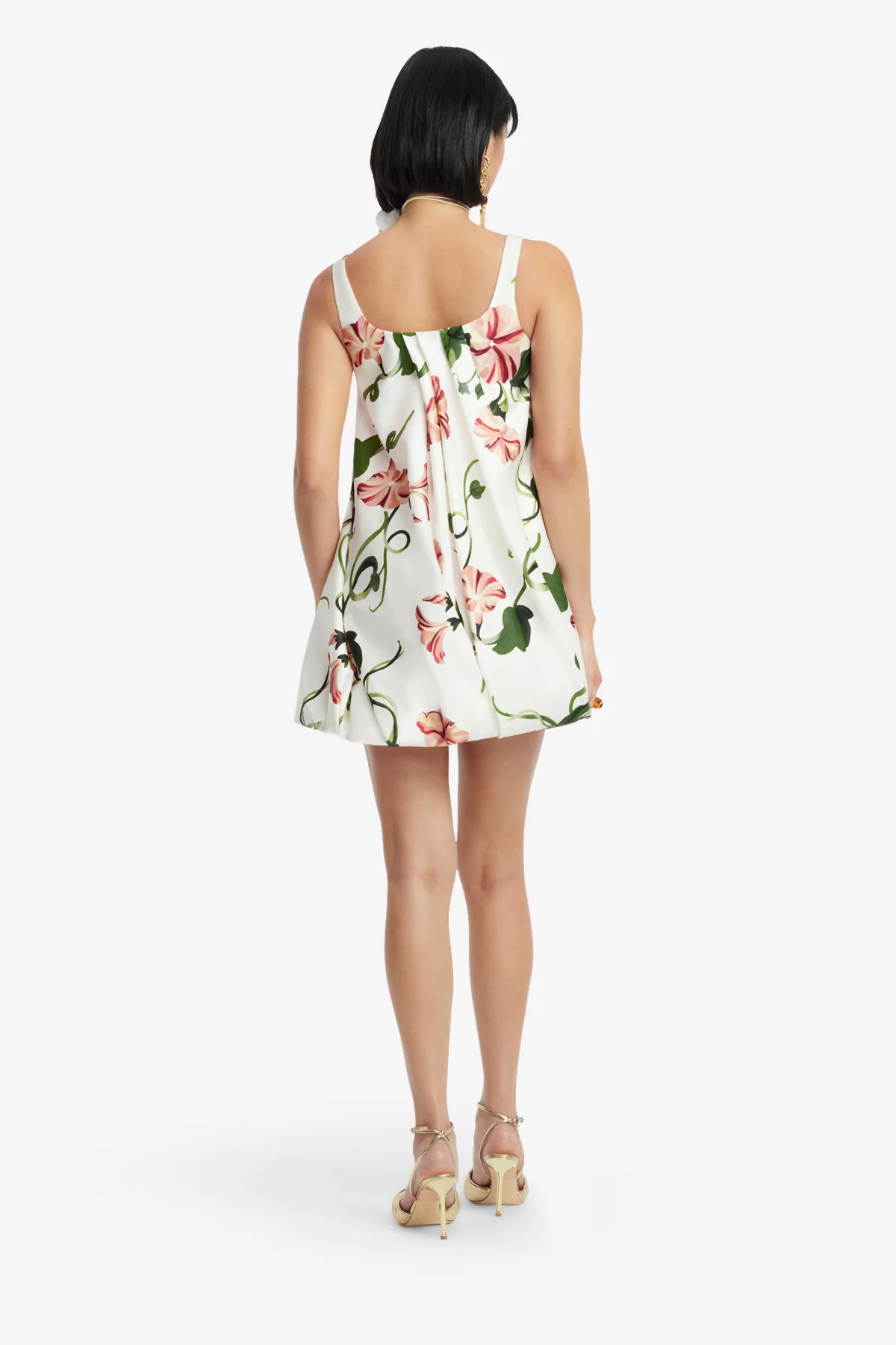 Suki Puff Mini Dress - Vine Print in Snow - Image 5