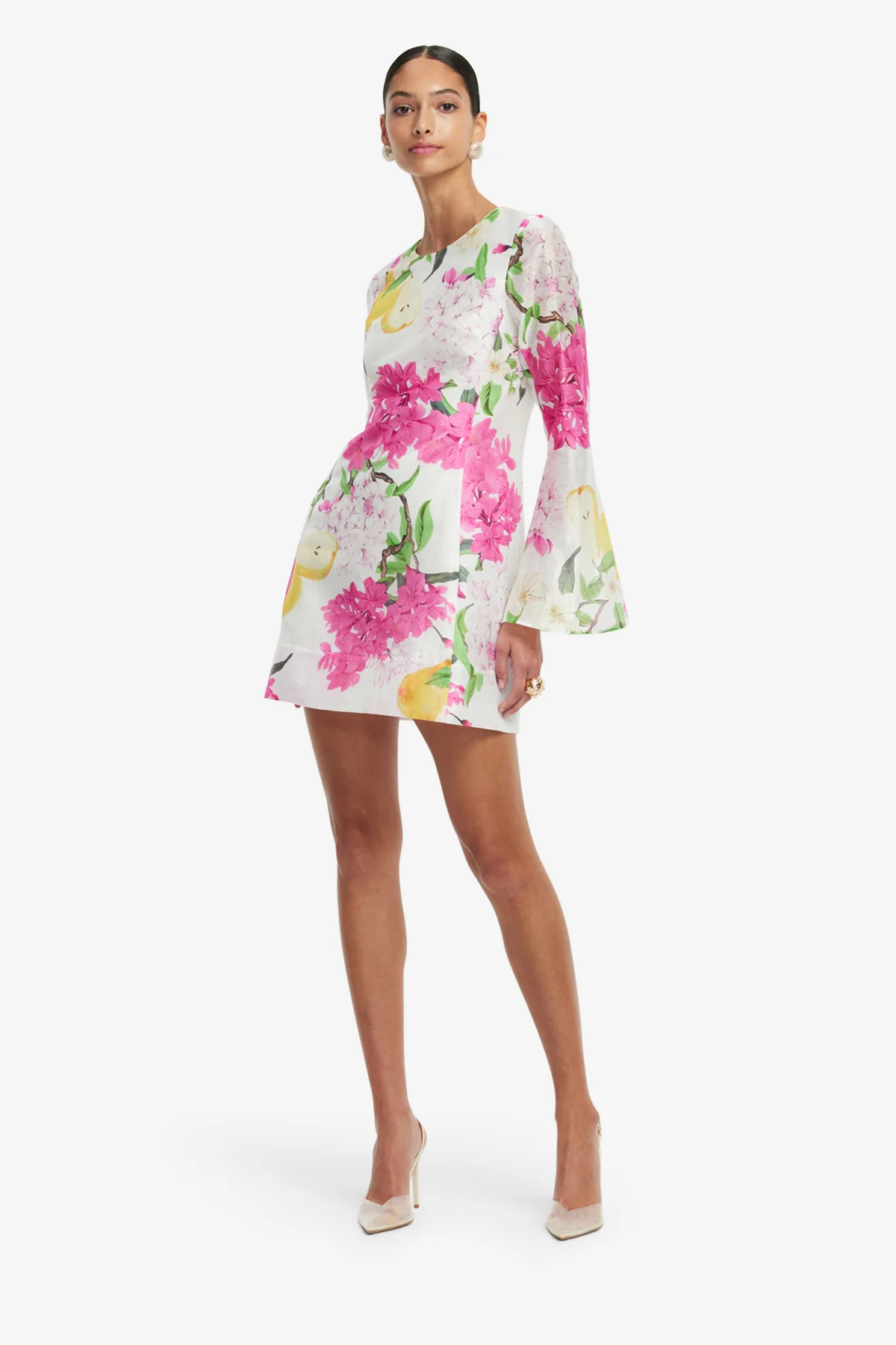 Suzanne Bell Sleeve Mini Dress - Floral Pear Print - Image 3