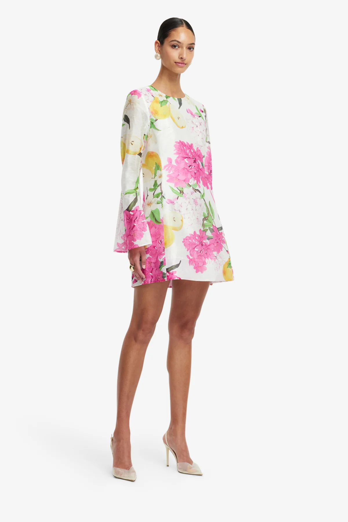 Suzanne Bell Sleeve Mini Dress - Floral Pear Print - Image 4