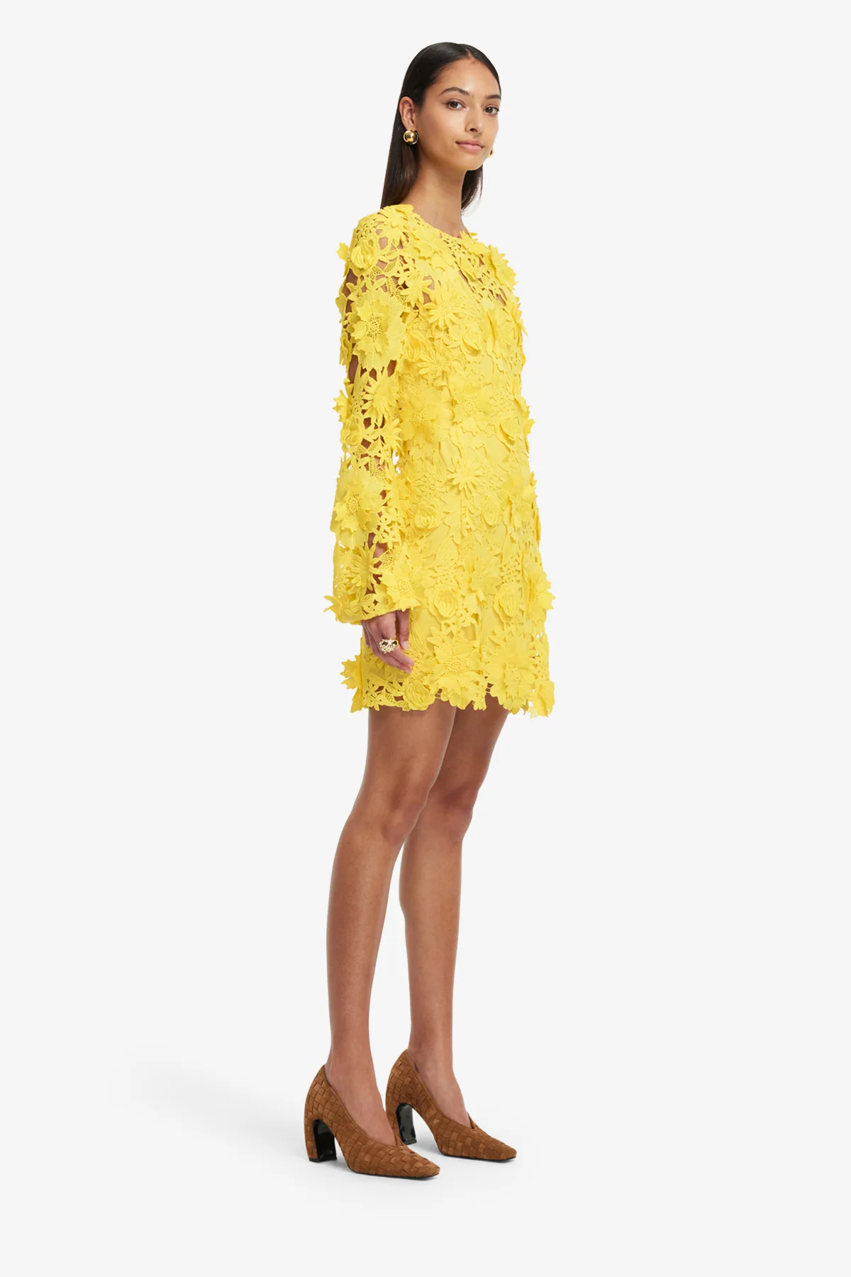 Suzanne Lace Bell Sleeve Mini Dress - Sunshine - Image 4