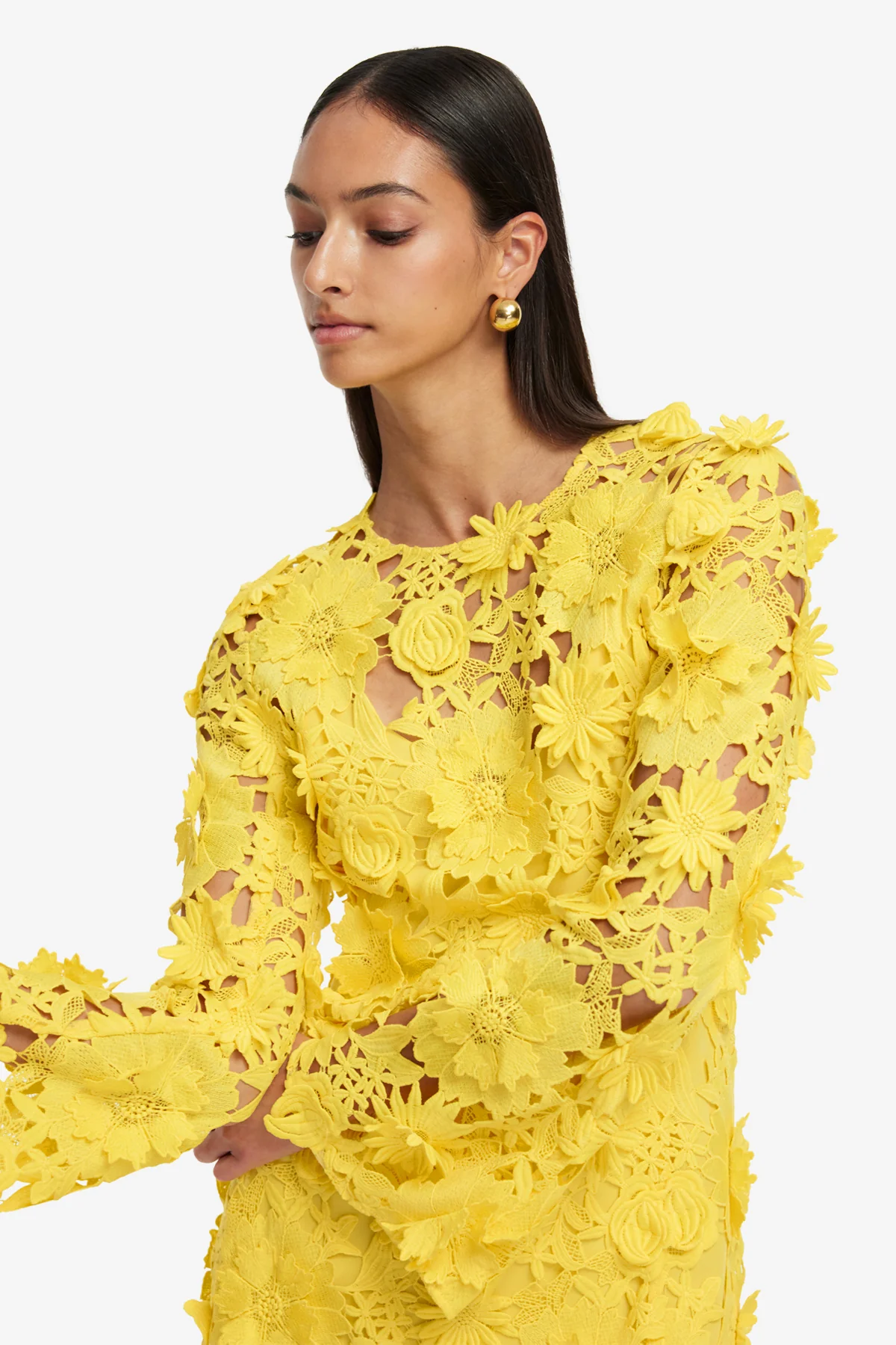 Suzanne Lace Bell Sleeve Mini Dress - Sunshine - Image 6