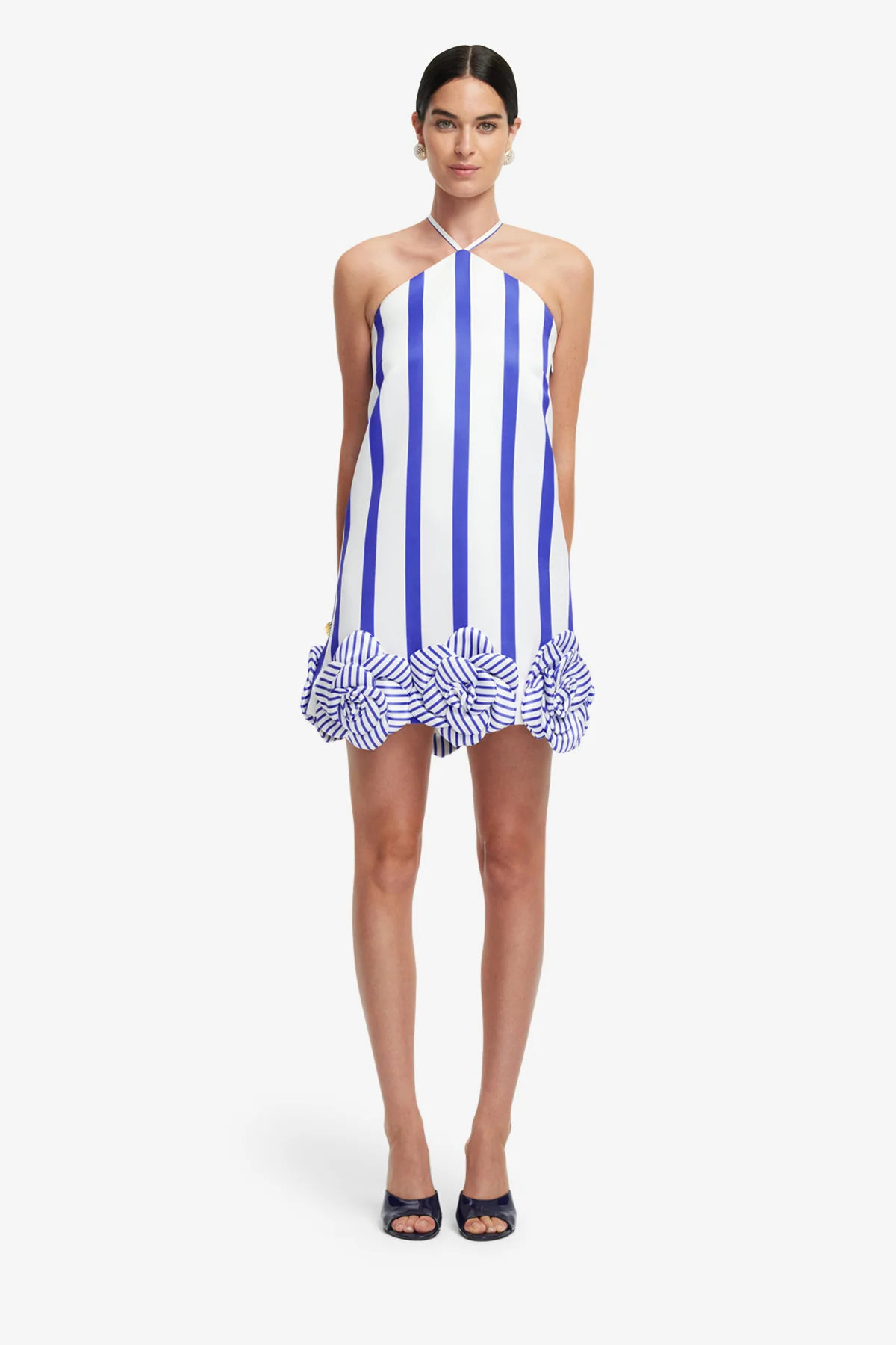 Suzy Striped Halterneck Mini Dress - Navy - Image 2