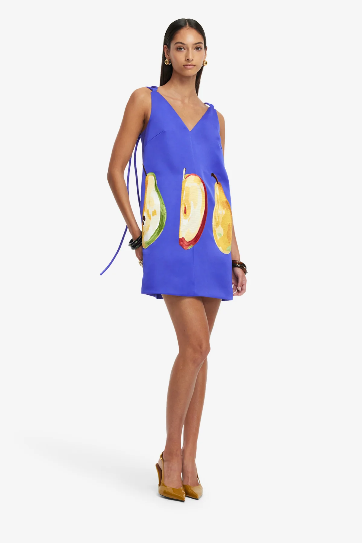 Taylor Embroidered Mini Dress - Pear Print - Image 3
