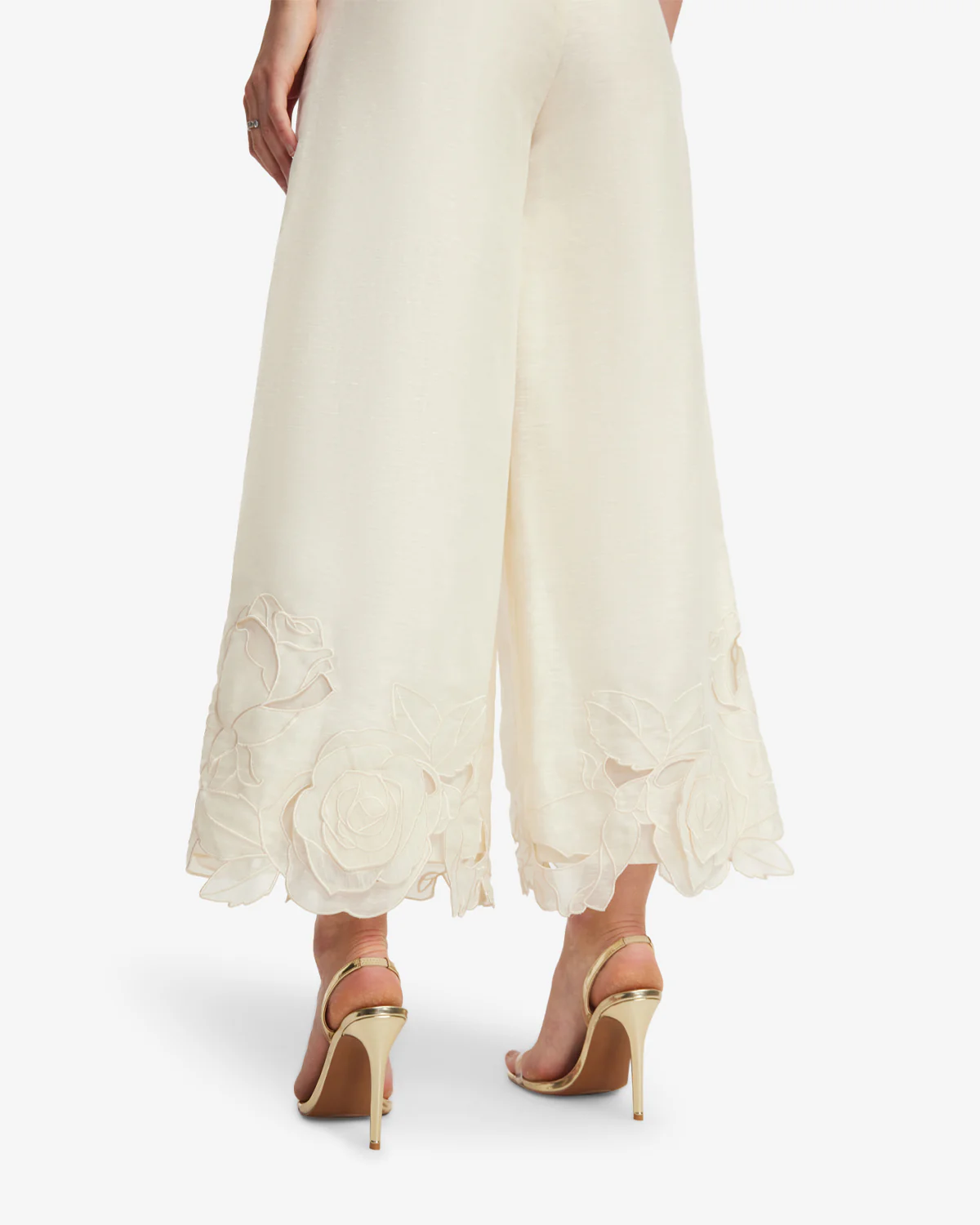 Theodora Linen Appliqué Pants - Vanilla - Image 6