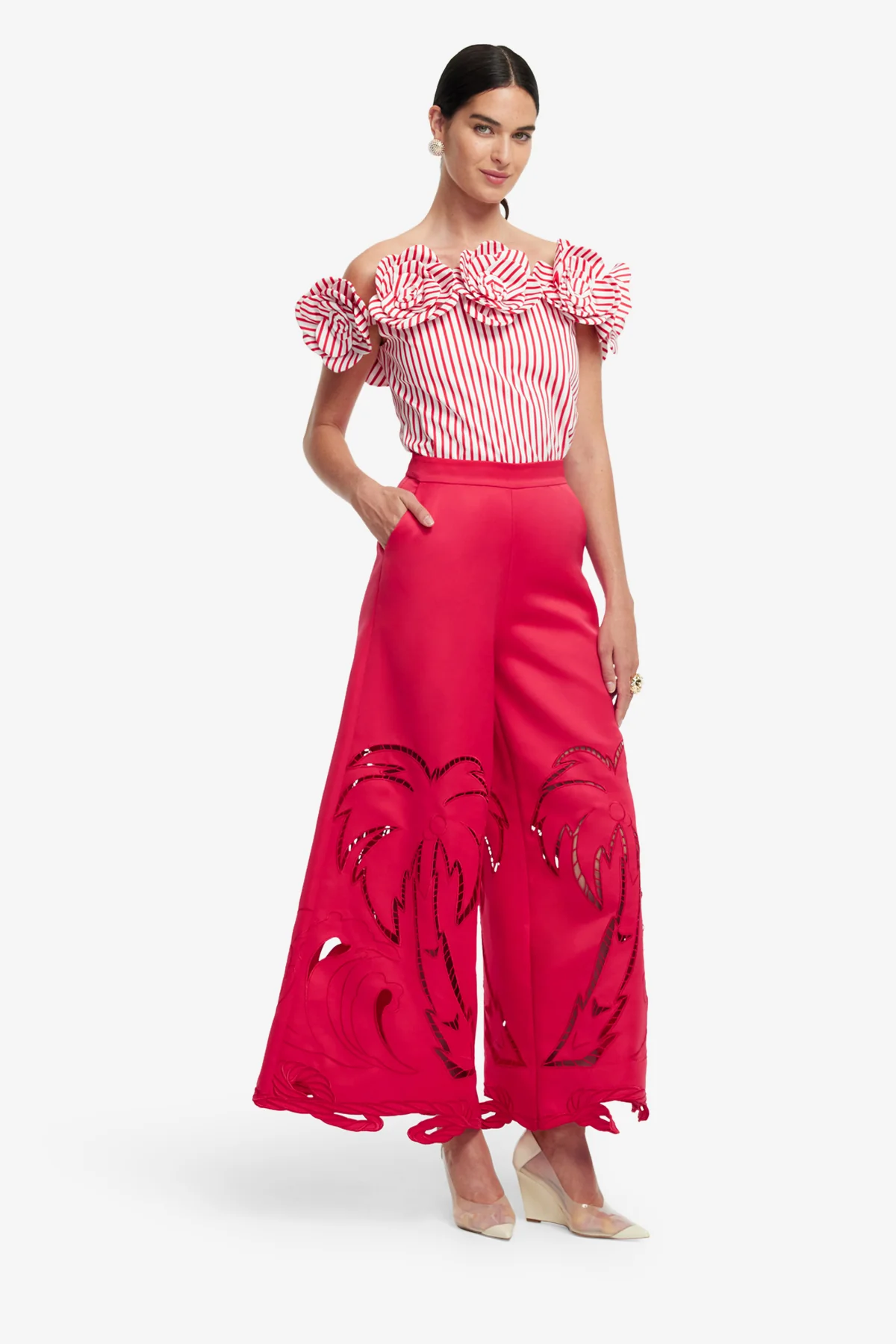 Theodora Palm Pants - Scarlet - Image 3