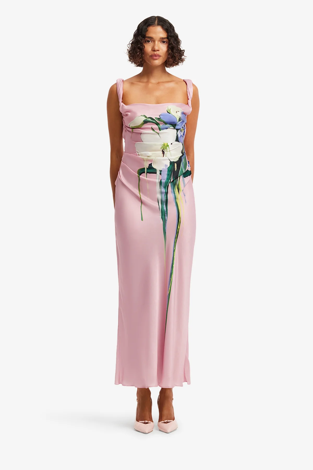 Valentina Maxi Dress - Bouquet Print in Pastel Pink - Image 2