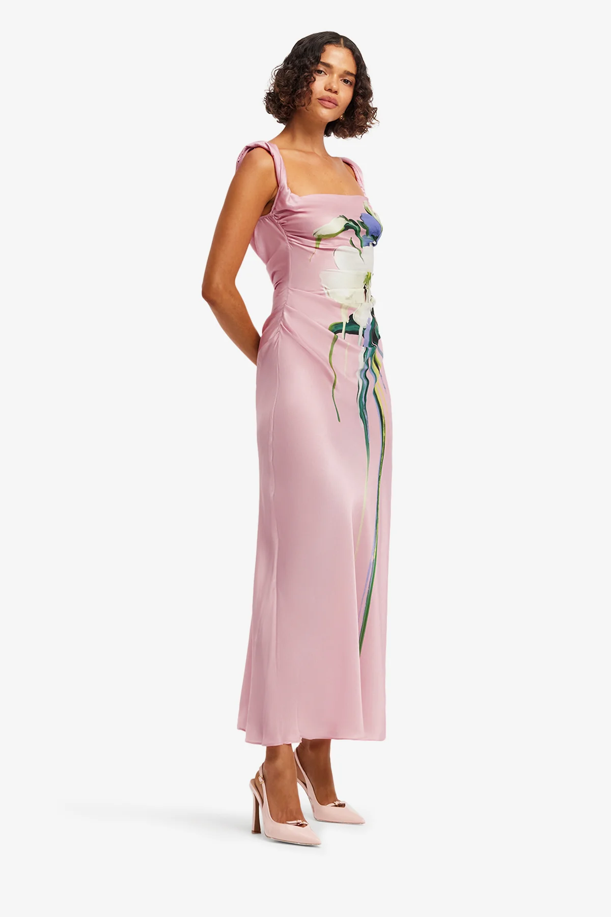 Valentina Maxi Dress - Bouquet Print in Pastel Pink - Image 4
