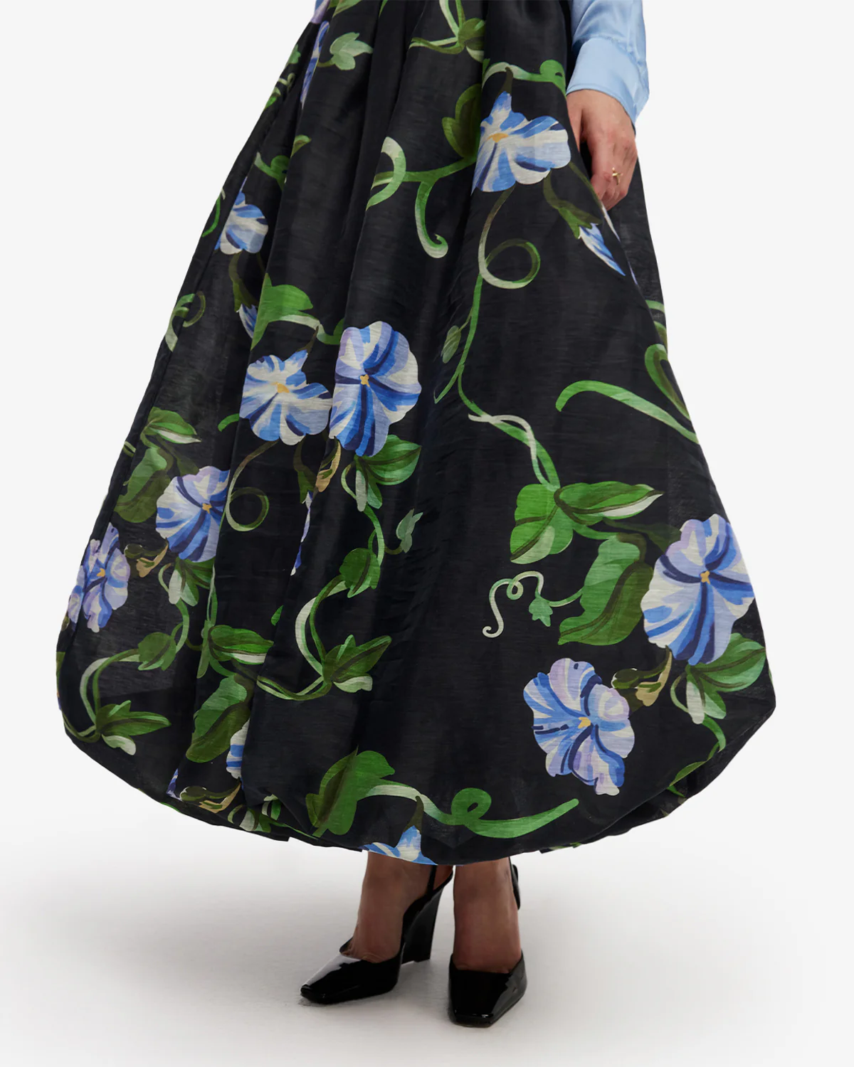 Victoria Puff Maxi Skirt - Vine Print in Ebony - Image 6