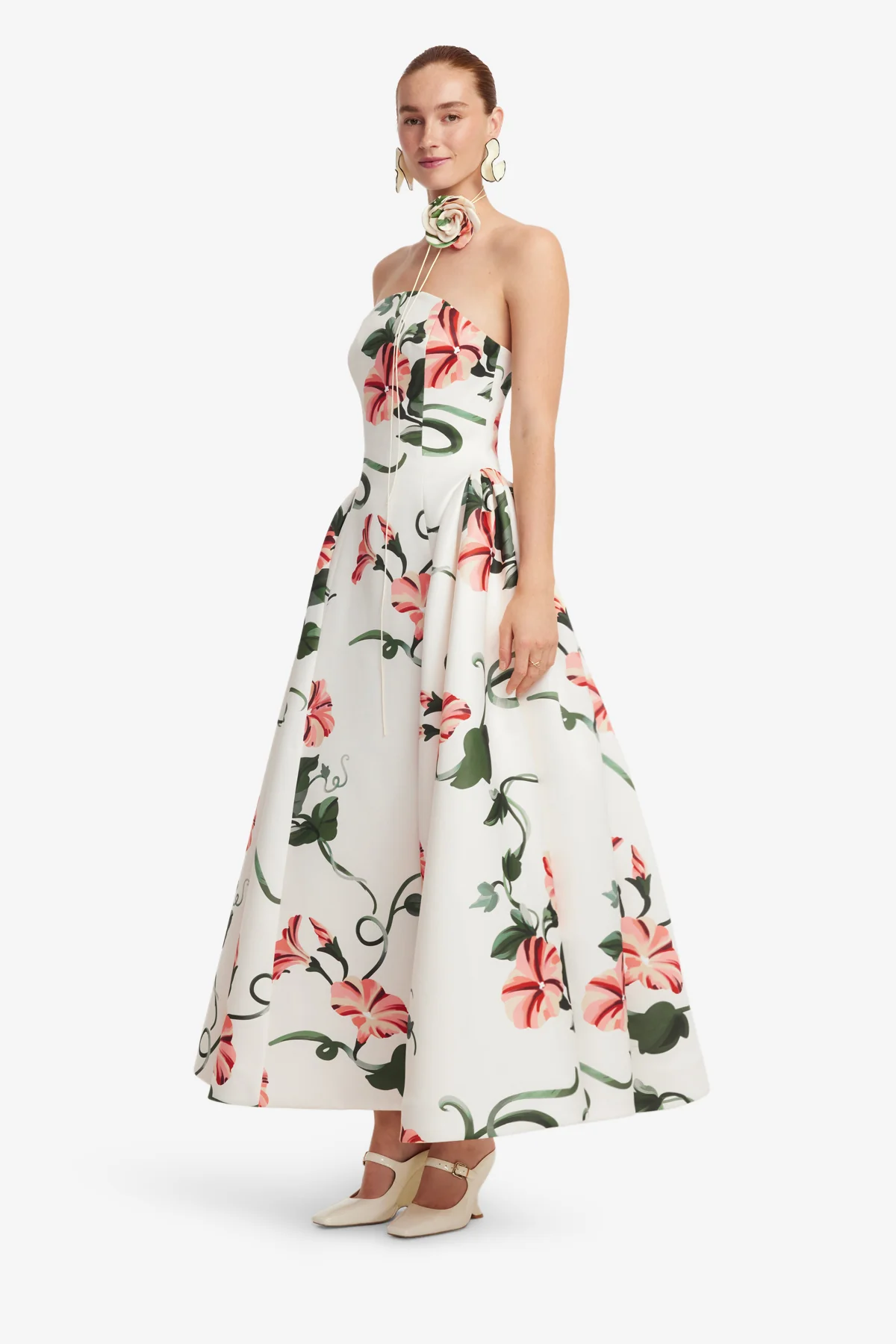 Violet Bustier Maxi Dress - Vine Print in Snow - Image 4