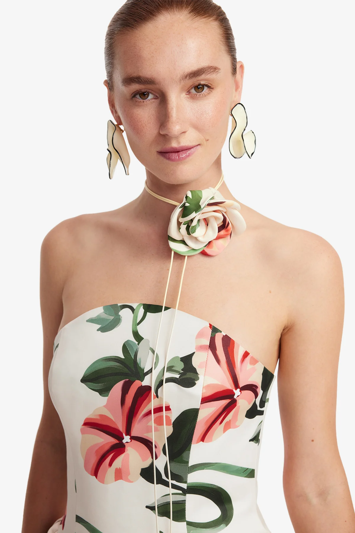 Violet Bustier Maxi Dress - Vine Print in Snow - Image 6