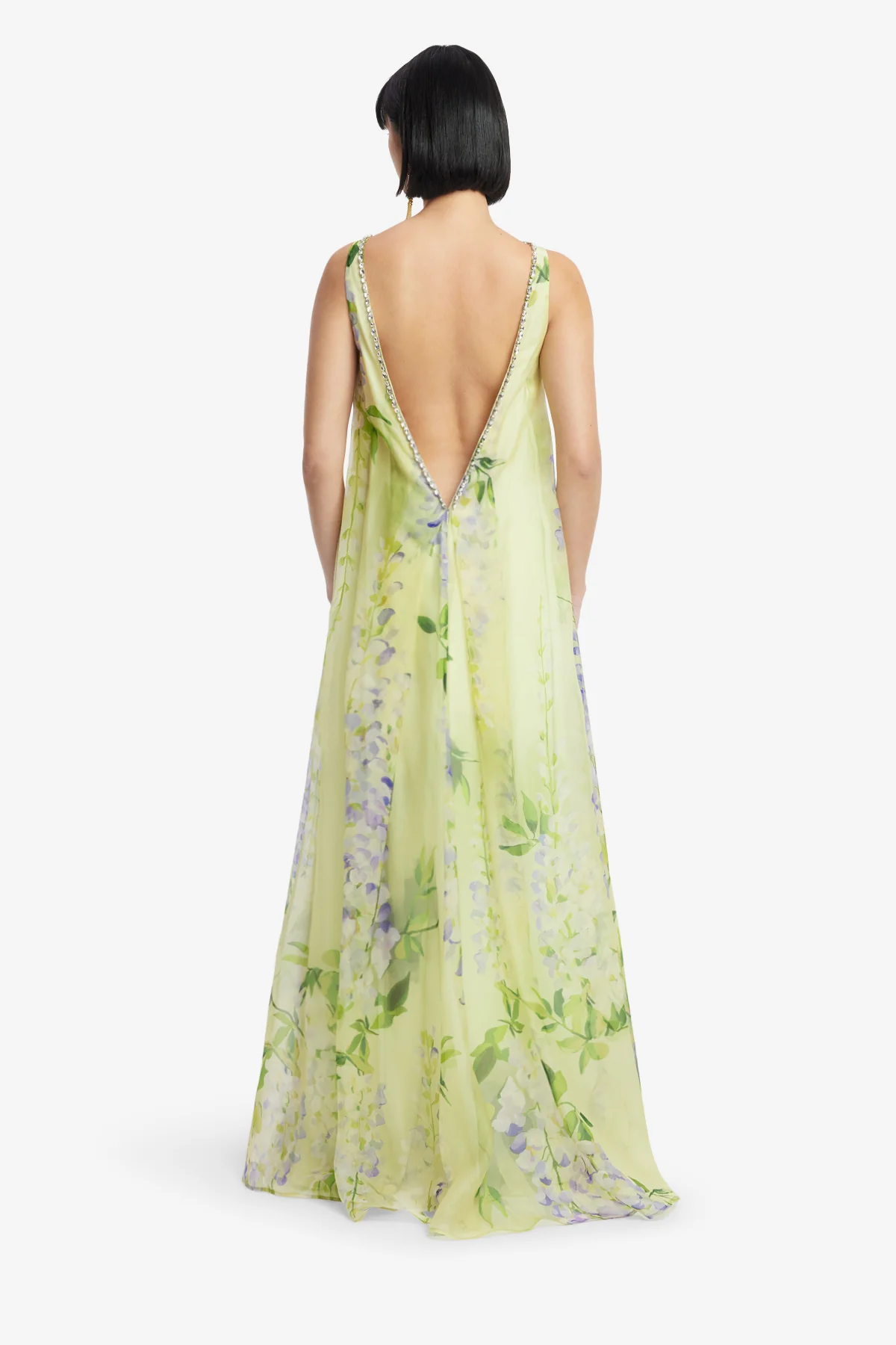Yumei Embellished Open Back Gown - Wisteria Print - Image 5
