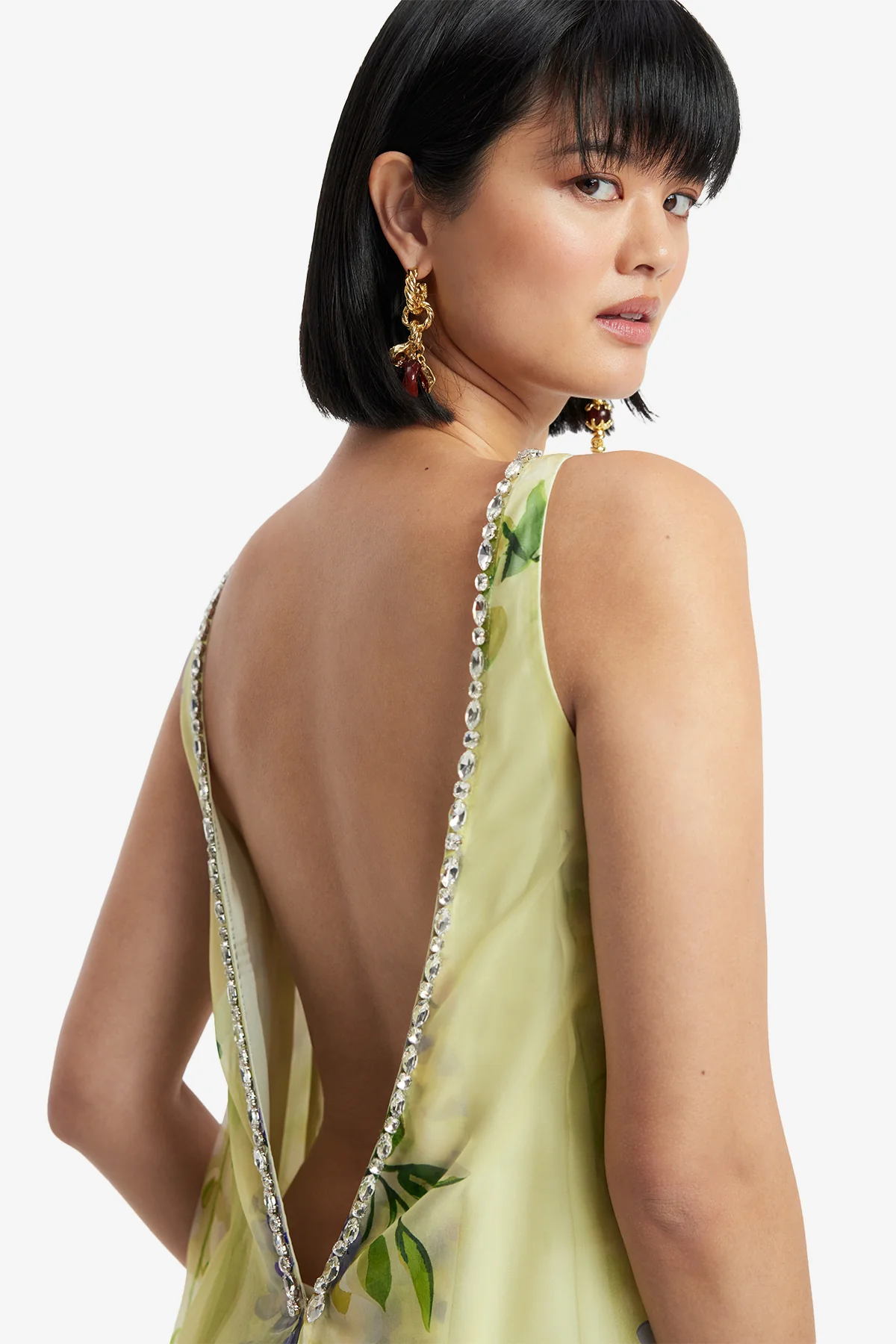Yumei Embellished Open Back Gown - Wisteria Print - Image 6