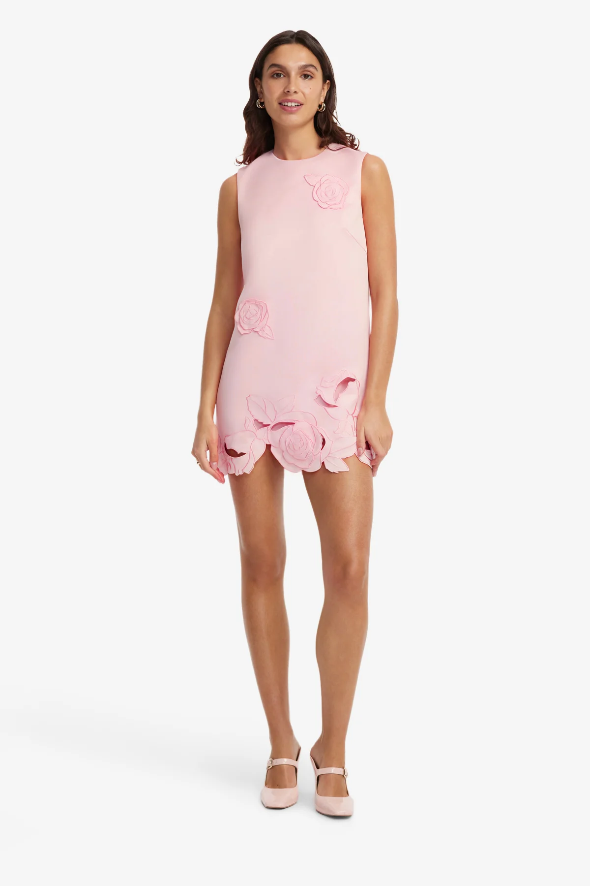 Yvonne Appliqué Mini Dress - Blush Pink - Image 3