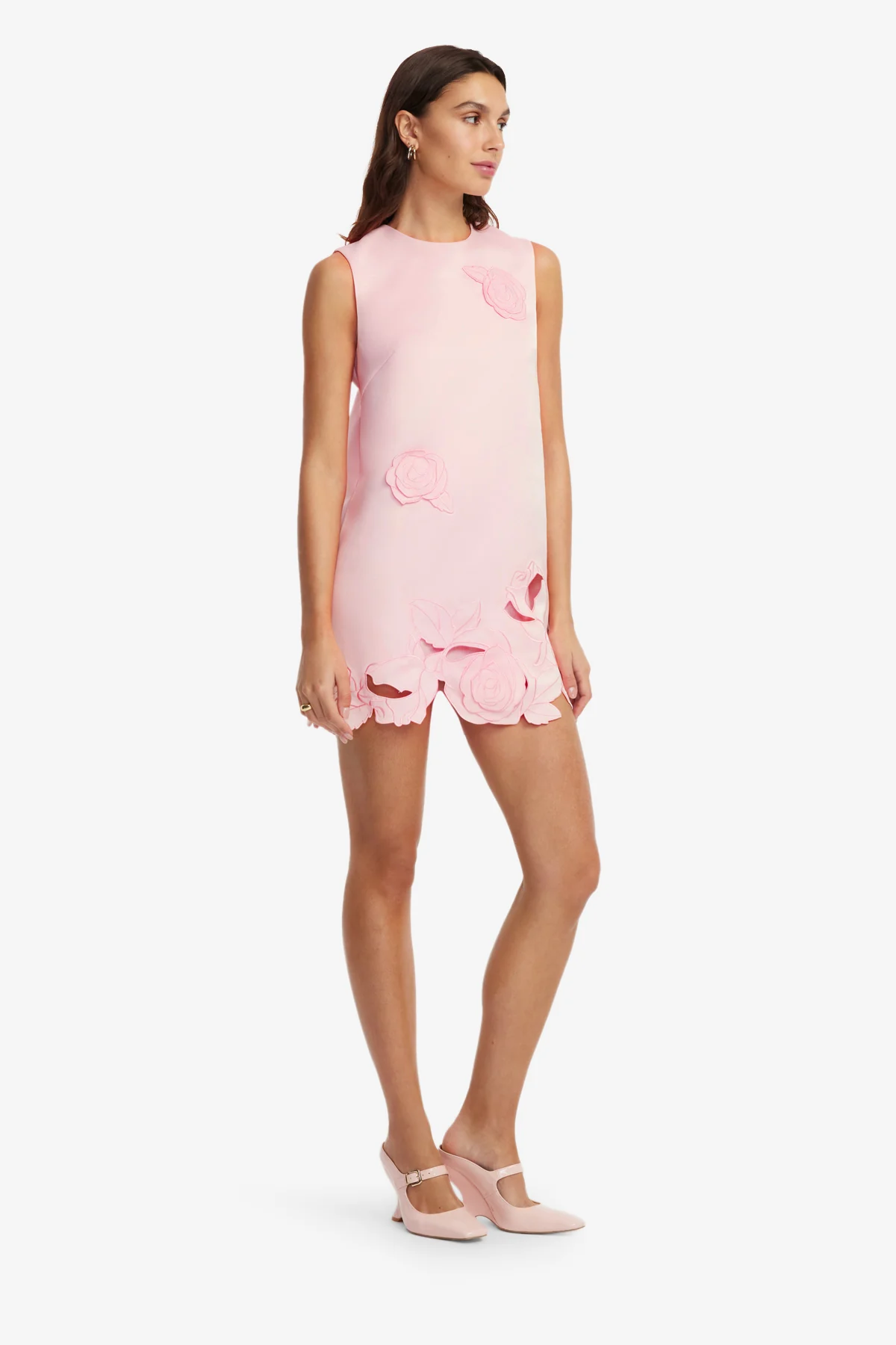 Yvonne Appliqué Mini Dress - Blush Pink - Image 4