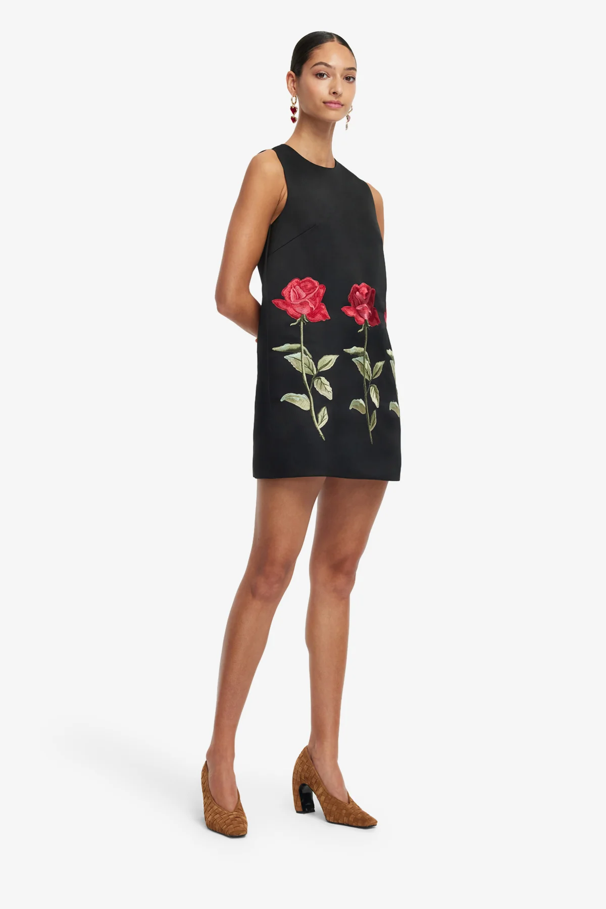 Yvonne Embroidered Mini Dress - Ebony - Image 3