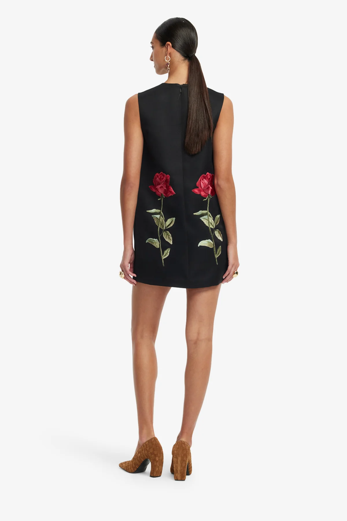 Yvonne Embroidered Mini Dress - Ebony - Image 4