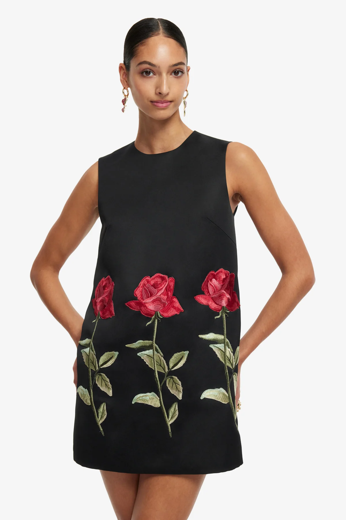 Yvonne Embroidered Mini Dress - Ebony - Image 5