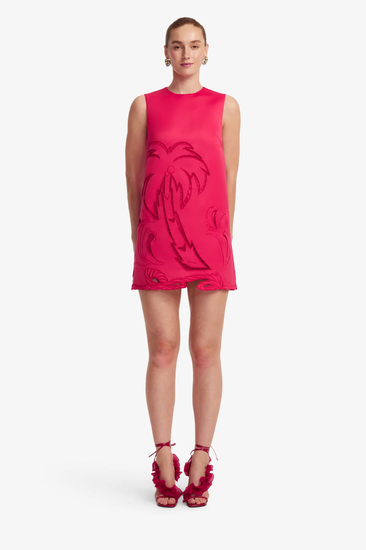 Yvonne Palm Mini Dress - Scarlet - Image 2