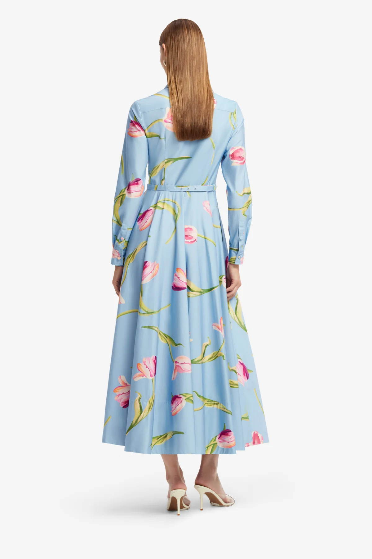 Zara Shirt Midi Dress - Tulip Print in Blue - Image 5