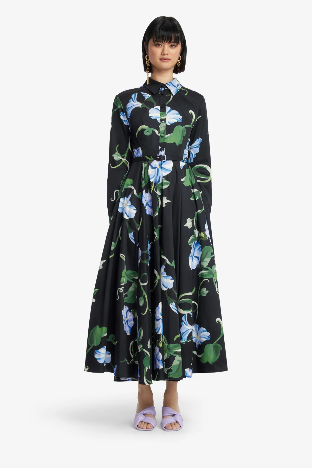 Zara Shirt Midi Dress - Vine Print in Ebony - Image 2
