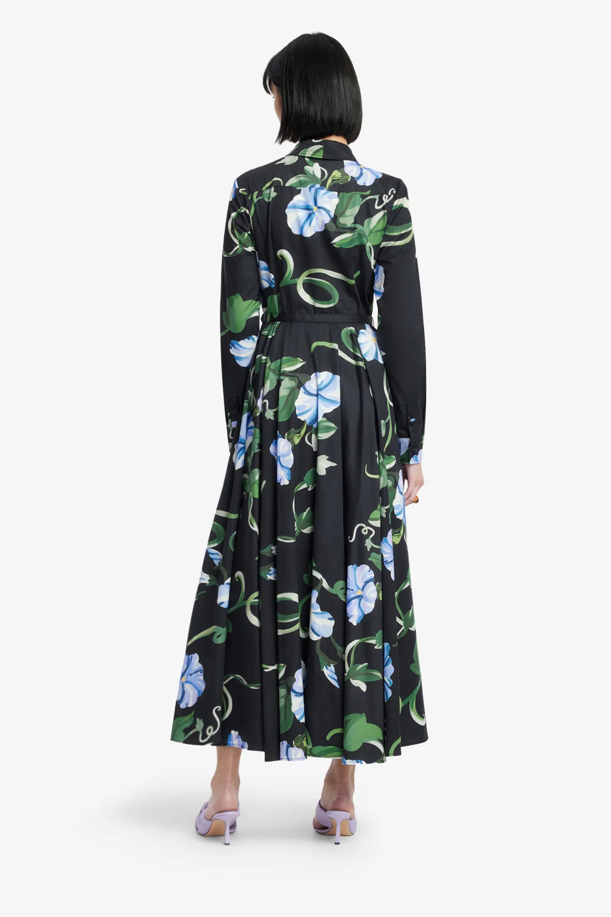 Zara Shirt Midi Dress - Vine Print in Ebony - Image 5