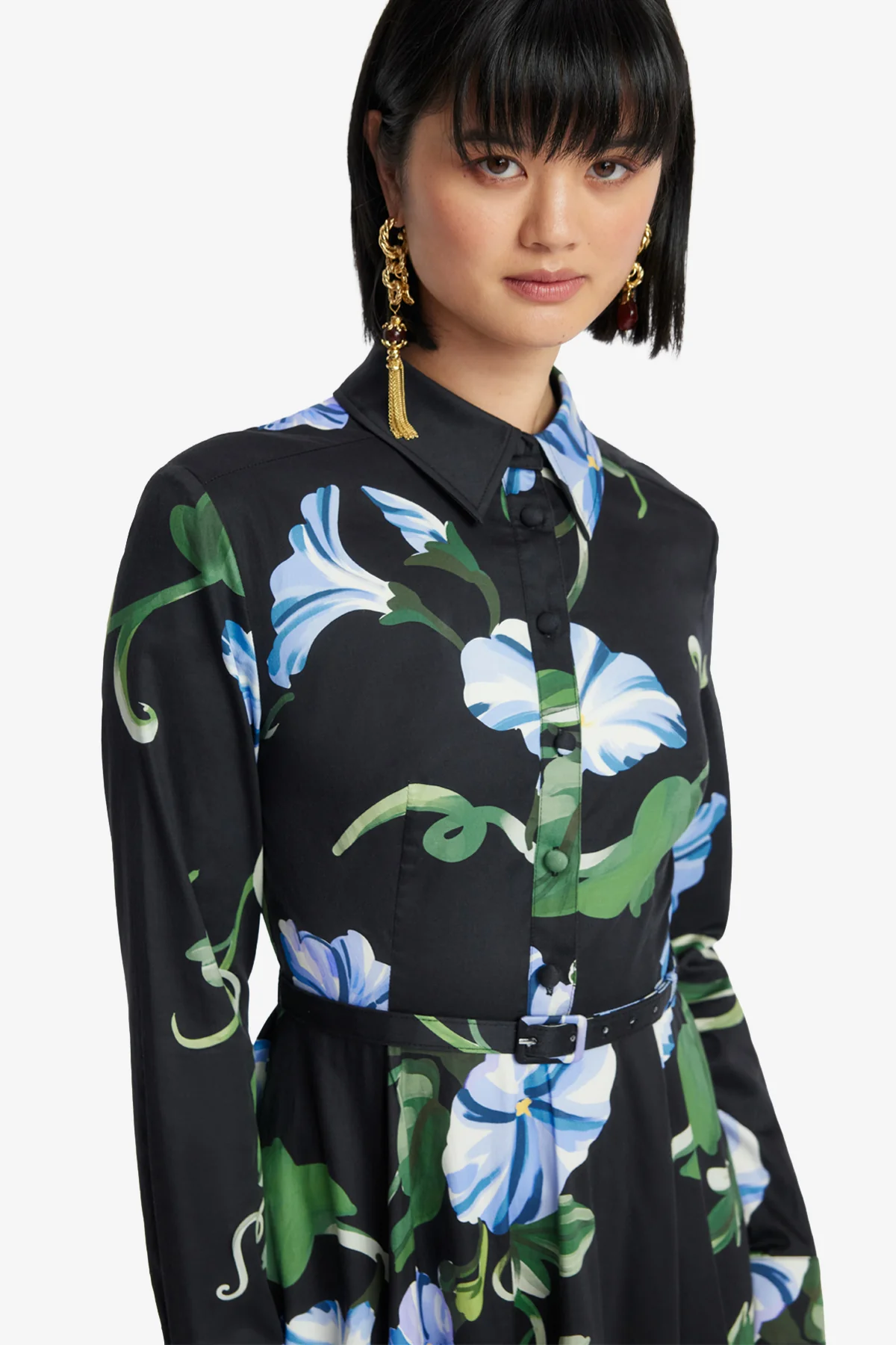 Zara Shirt Midi Dress - Vine Print in Ebony - Image 6