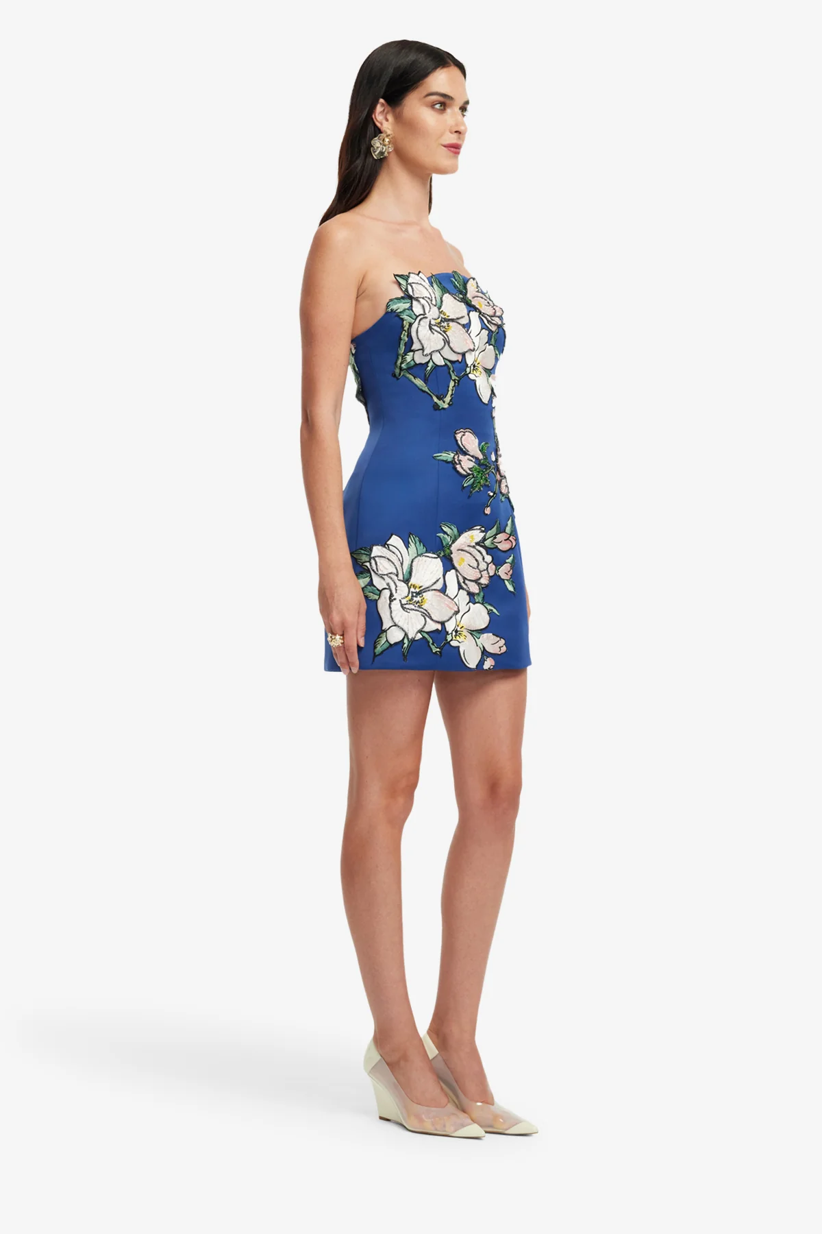Zaria Appliqué Floral Bustier Mini Dress - Midnight Blue - Image 4
