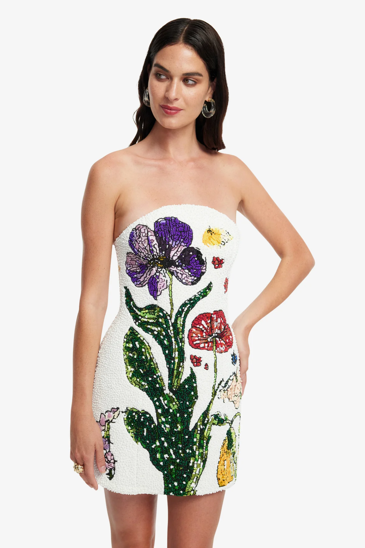 Zaria Beaded Bustier Mini Dress - Wildflowers - Image 6